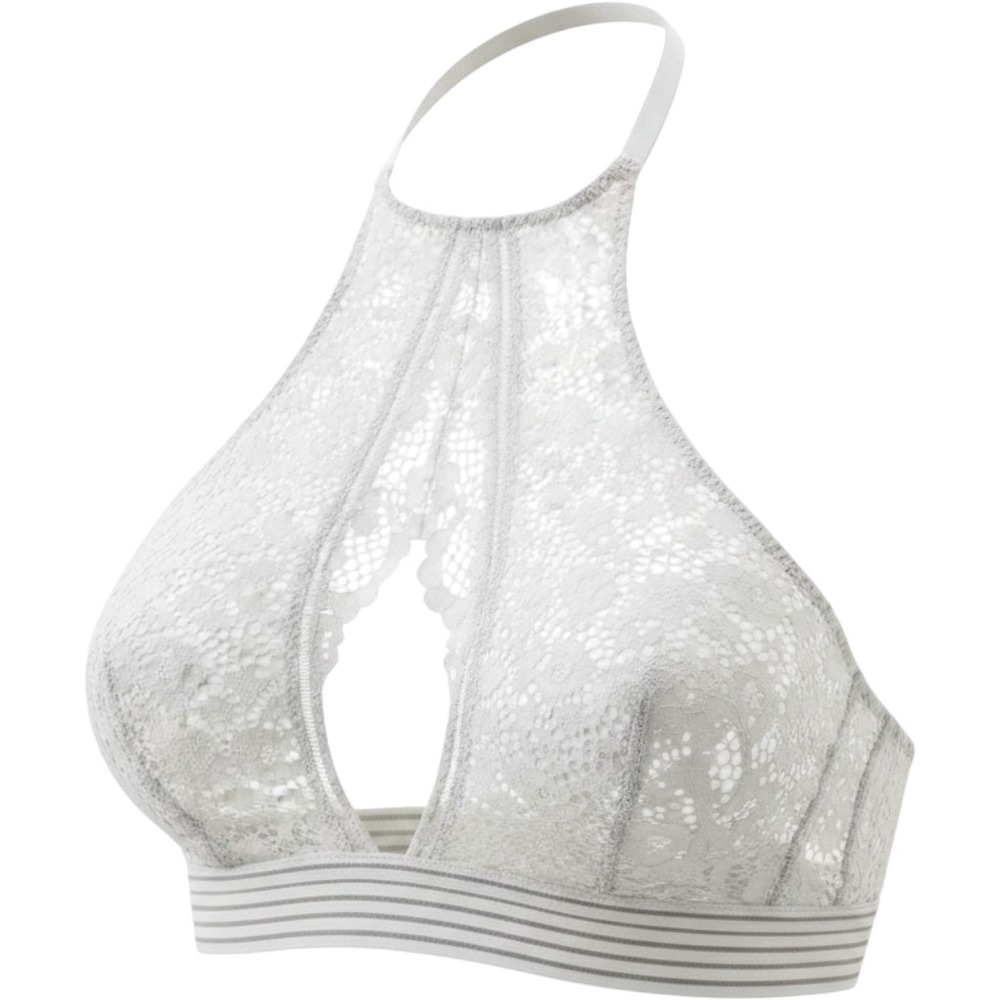 Victoria's Secret Very Sexy Lace High Neck Keyhole Bralette GRAY SMALL 357153‎